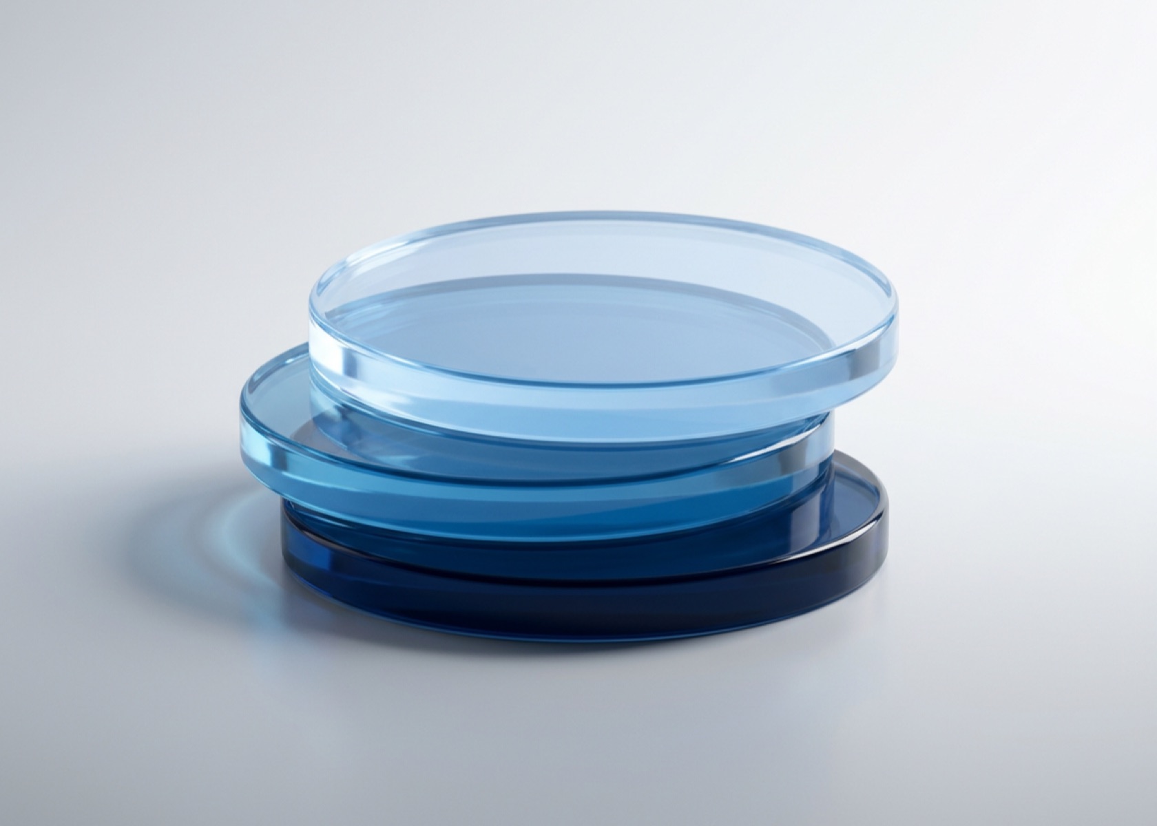Stacked glass discs representing layered governance and secure analytics for health data